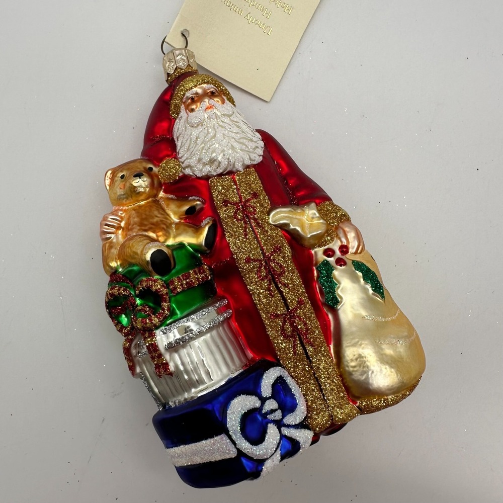 2001 Patricia Breen‎ Les Cadeaux Red 5.11" Ornament Bear Gold #2103